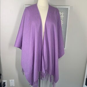 Portolano Purple shawl with fringe- 100% lambswool